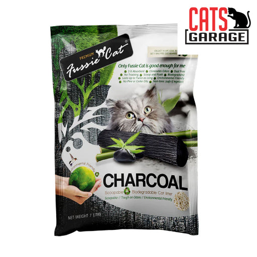 Fussie Cat Natural Paper CHARCOAL Litter 7L x 7 Bags