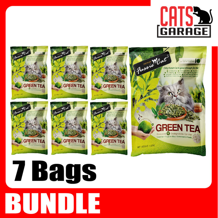 Fussie Cat Natural Paper GREEN TEA Litter 7L x 7 Bags