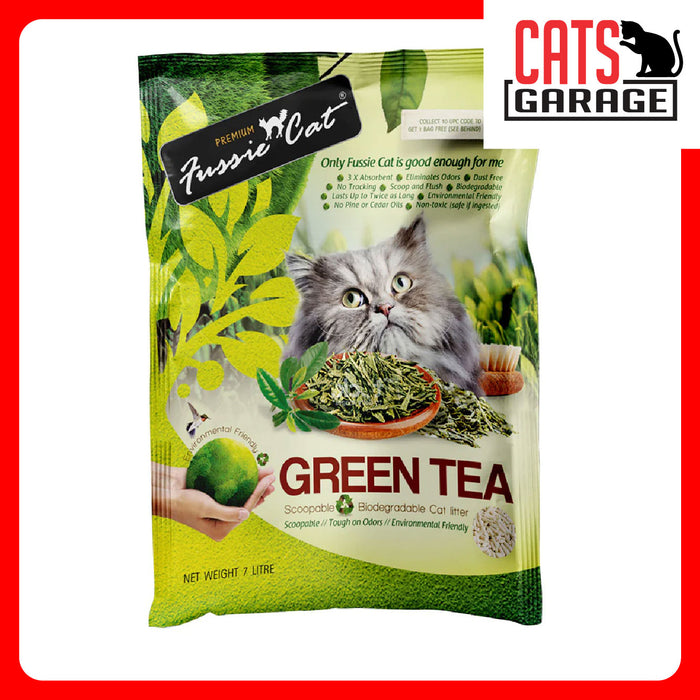 Fussie Cat Natural Paper GREEN TEA Litter 7L x 7 Bags