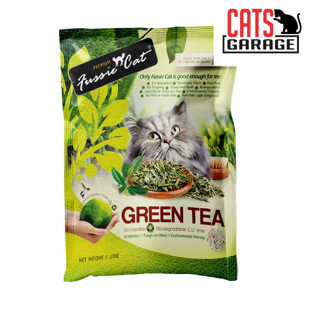 Fussie Cat Natural Paper GREEN TEA Litter 7L x 7 Bags