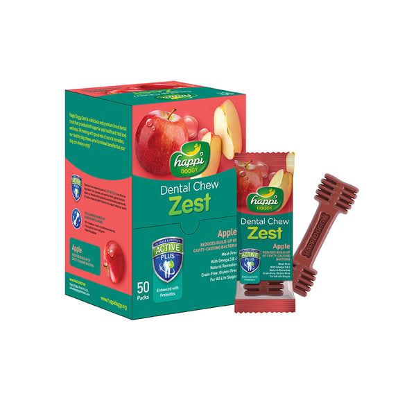 Happi Doggy Zest Apple 4 Inch Dental Dog Chew 25g X 50 Pcs