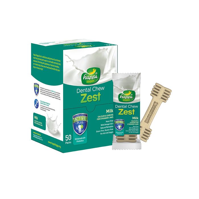 Happi Doggy Zest Milk 4 Inch Dental Dog Chew 25g X 50 Pcs