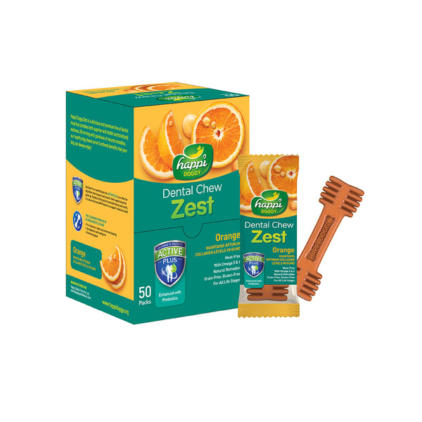 Happi Doggy Zest Orange 4 Inch Dental Dog Chew 25g X 50 Pcs