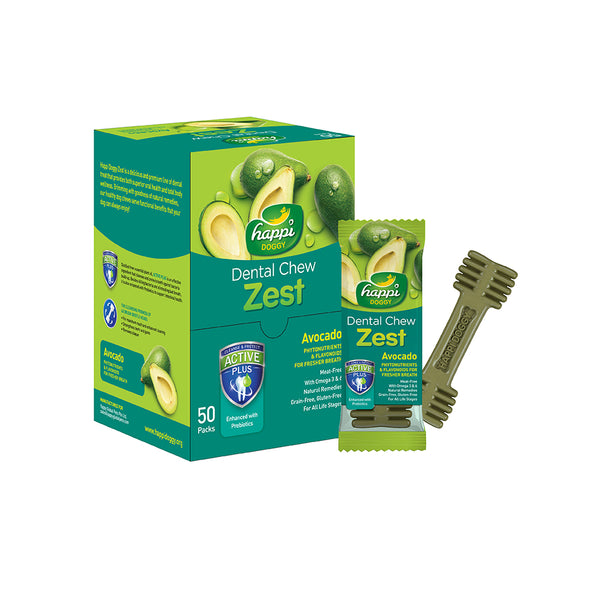 Happi Doggy Zest Avocado 4 Inch Dental Dog Chew 25g X 50 Pcs