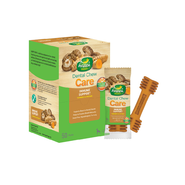 Happi Doggy Care Turmeric & Shiitake Immune Support Grain-Free Dental Dog Chew 25g X 50 Pcs