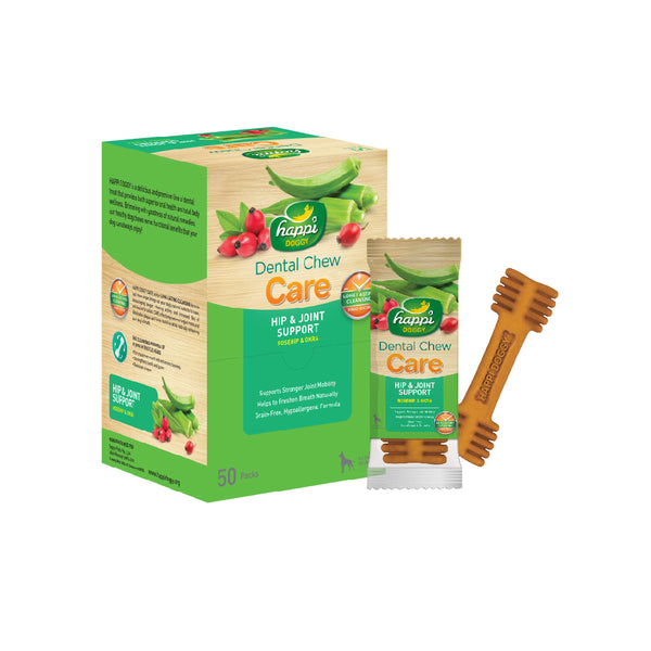 Happi Doggy Care Rosehip & Okra Hip & Joint Support Grain-Free Dental Dog Chew 25g X 50 Pcs