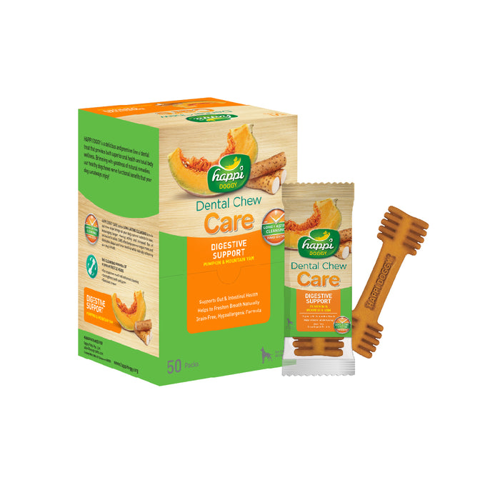 Happi Doggy Dental Chew Care Pumpkin & Mountain Yam Digestive Support 25g X 50 Pcs