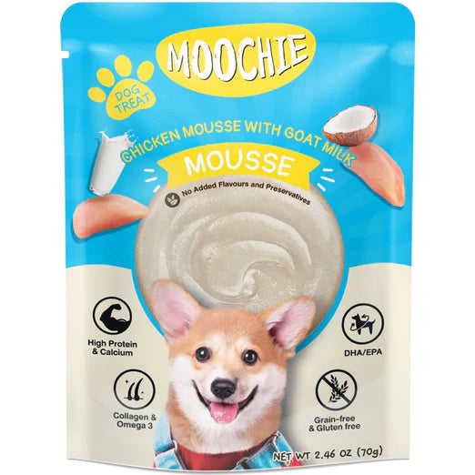Moochie Chicken Mousse With Goat Milk Grain-Free Liquid Dog Treat 70g X12
