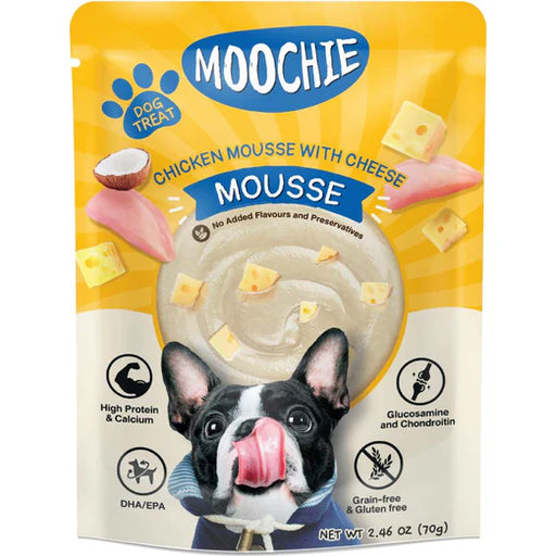 Moochie Chicken Mousse With Cheese Grain-Free Liquid Dog Treat 70g X12