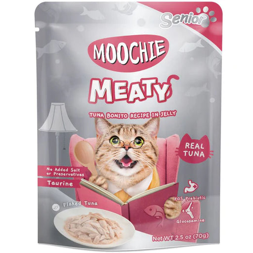 Moochie Meaty Tuna Bonito Recipe In Jelly Senior Pouch Cat Food 70g x 12