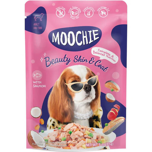 Moochie Beauty Skin & Coat Salmon Grain-Free Adult Pouch Dog Food 85g x 12