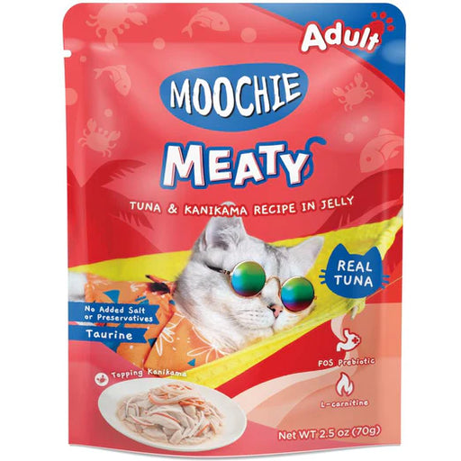 Moochie Meaty Tuna & Kanikama Recipe In Jelly Adult Pouch Cat Food 70g x 12