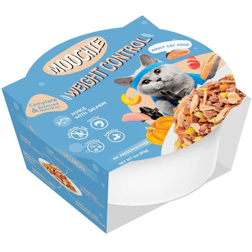 Moochie Weight Control Mince With Salmon Grain-Free Adult Wet Cat Food 85g x 12