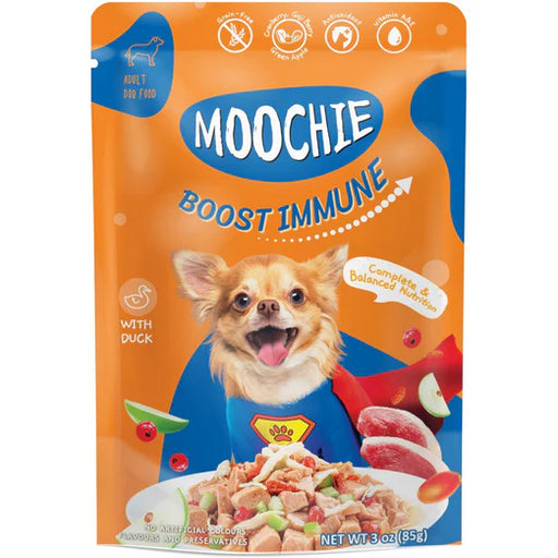 Moochie Boost Immune Duck Grain-Free Adult Pouch Dog Food 85g x 12
