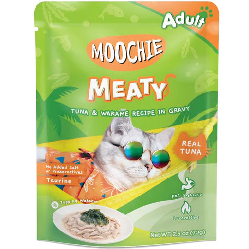 Moochie Meaty Tuna & Wakame Recipe In Gravy Adult Pouch Cat Food 70g x 12