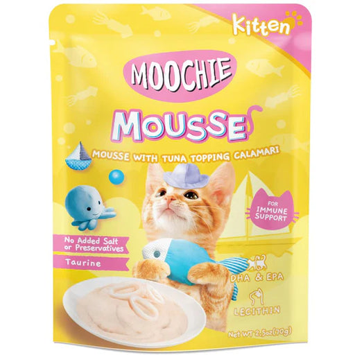 Moochie Mousse With Tuna Topping Calamari Kitten Pouch Cat Food 70g X12