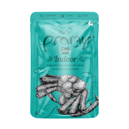 Pramy Indoor Tuna Meat Topping Crab in Gravy for All Cats 70g X12