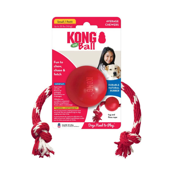 KONG Ball w/ Rope Dog Toy Small