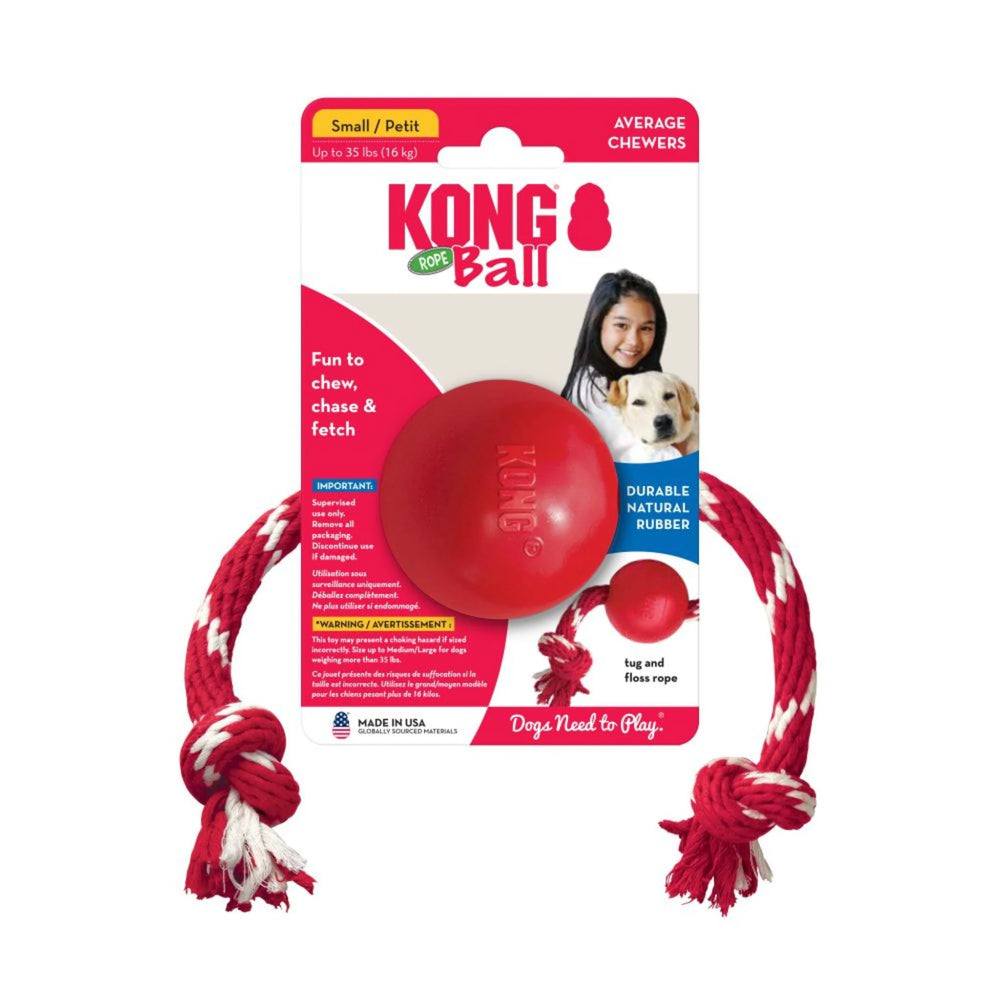 KONG Ball w/ Rope Dog Toy Small