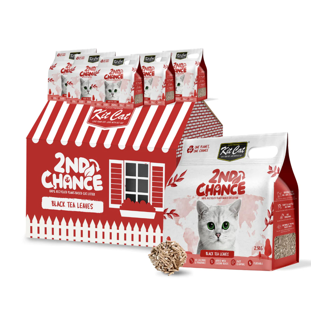 Kit Cat 2nd Chance Plant-Based Cat Litter BLACK TEA Leaves 2.5kg X6
