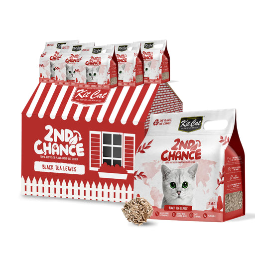 Kit Cat 2nd Chance Plant-Based Cat Litter BLACK TEA Leaves 2.5kg X6