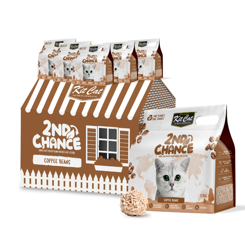 Kit Cat 2nd Chance Plant-Based Cat Litter COFFEE BEANS 2.5kg X6