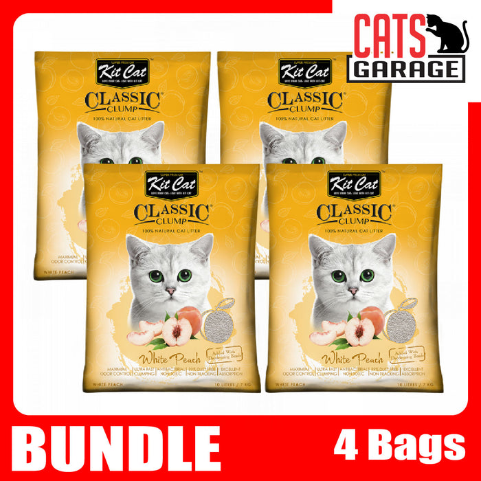 KitCat Classic Clump White Peach Clay Cat Litter 10L