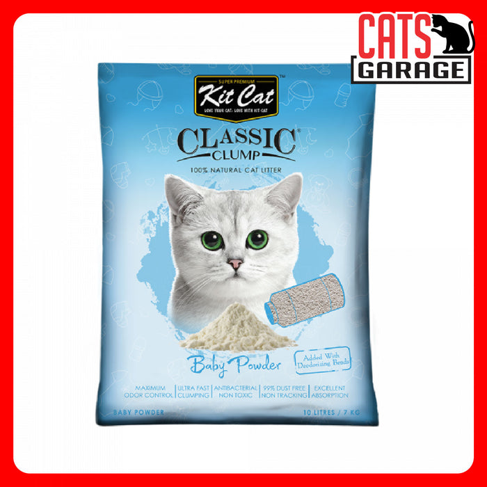 KitCat Classic Clump Baby Powder Clay Cat Litter 10L