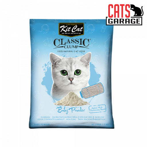 KitCat Classic Clump Baby Powder Clay Cat Litter 10L