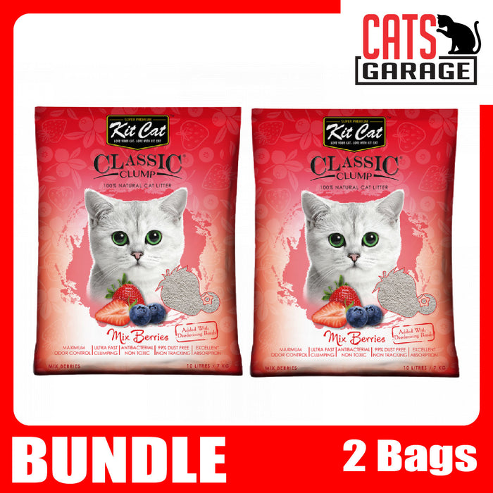 KitCat Classic Clump Mix Berries Clay Cat Litter 10L