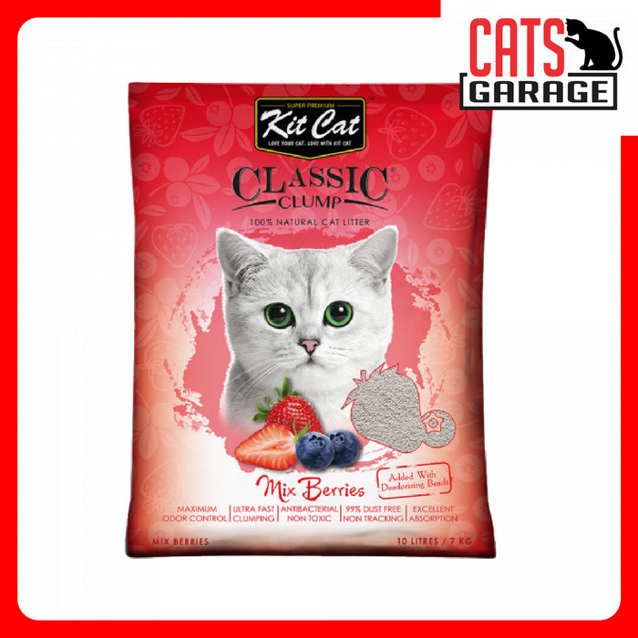 KitCat Classic Clump Mix Berries Clay Cat Litter 10L