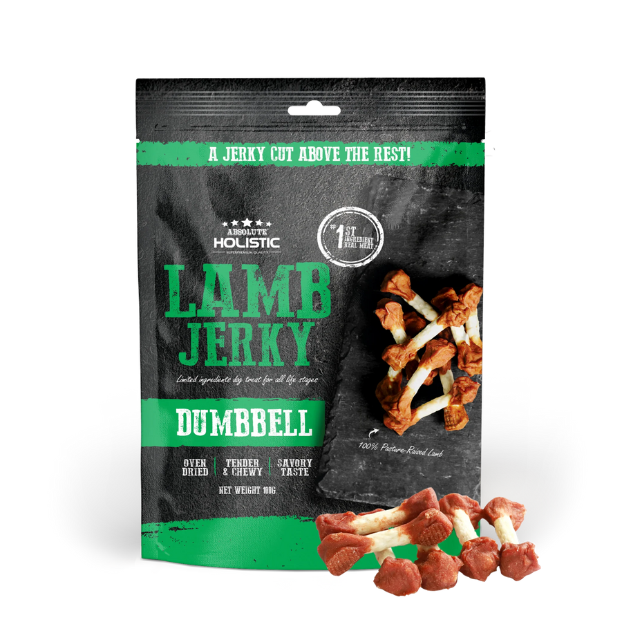 Absolute Holistic Grain Free Treats for Dog Lamb Jerky Dumbbell 100g