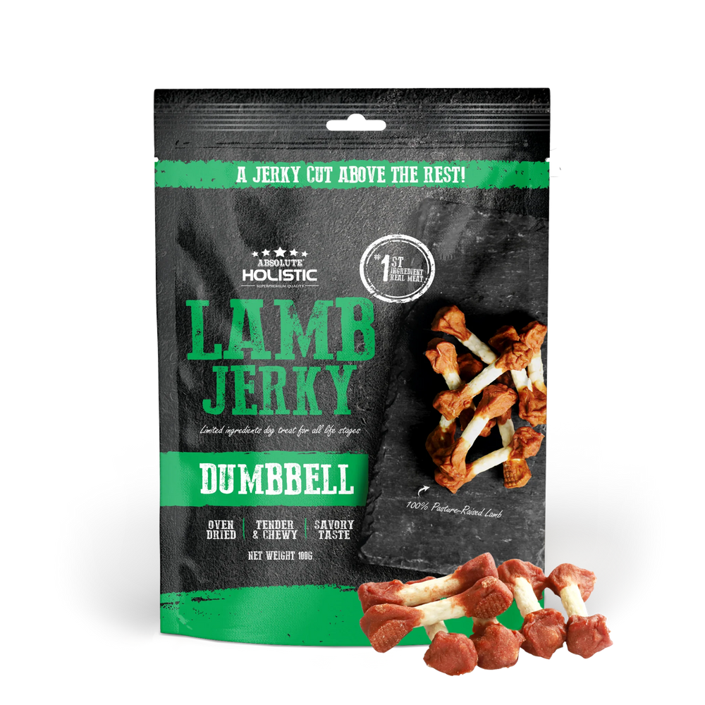 Absolute Holistic Grain Free Treats for Dog Lamb Jerky Dumbbell 100g