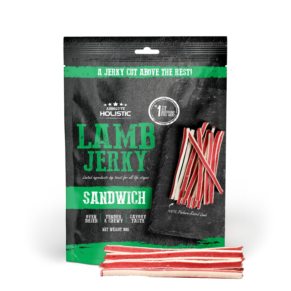 Absolute Holistic Grain Free Treats for Dog Lamb Jerky Sandwich 100g
