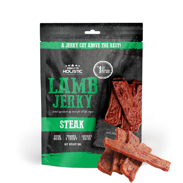Absolute Holistic Grain Free Treats for Dog Lamb Jerky Steak 100g