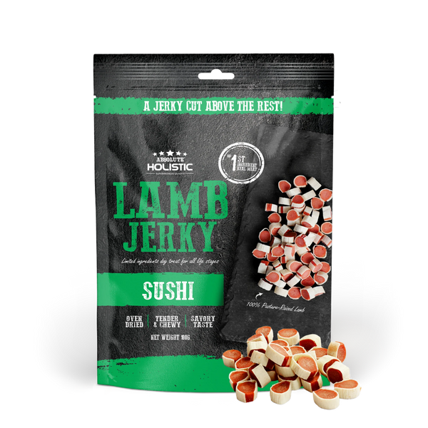 Absolute Holistic Grain Free Treats for Dog Lamb Jerky Sushi 100g