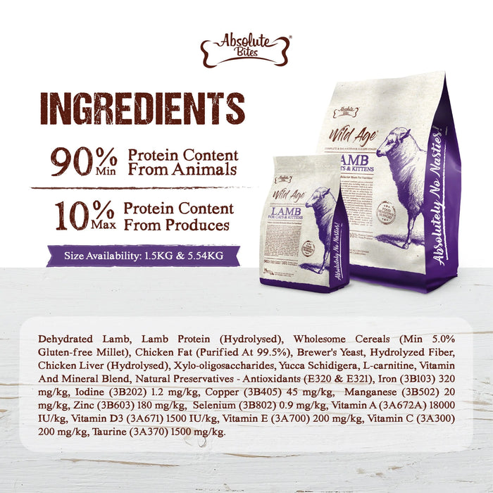 Absolute Bites Wild Age Lamb Dry Cat Food (2 Sizes)