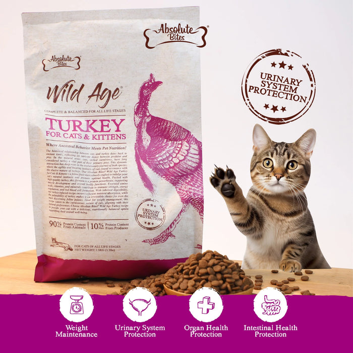 Absolute Bites Wild Age Turkey Dry Cat Food (2 Sizes)