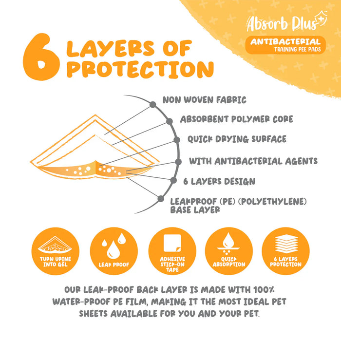 Absorb Plus Antibacterial Large Pee Pad Pet Sheets  | CTN OF 3