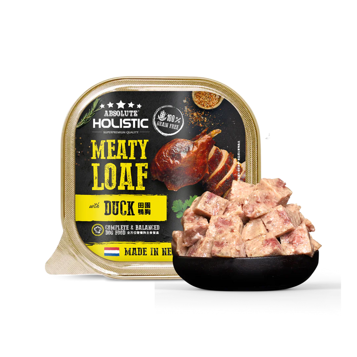 Absolute Holistic Complete & Balanced Meaty Loaf  Duck Wet Tray Food for Dog 100g X16
