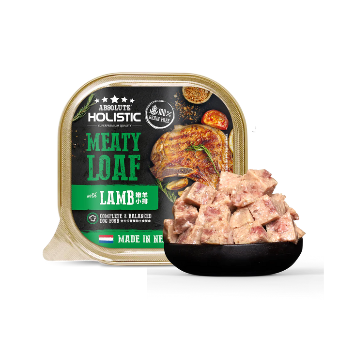 Absolute Holistic Complete & Balanced Meaty Loaf  Lamb Wet Tray Food for Dog 100g X16