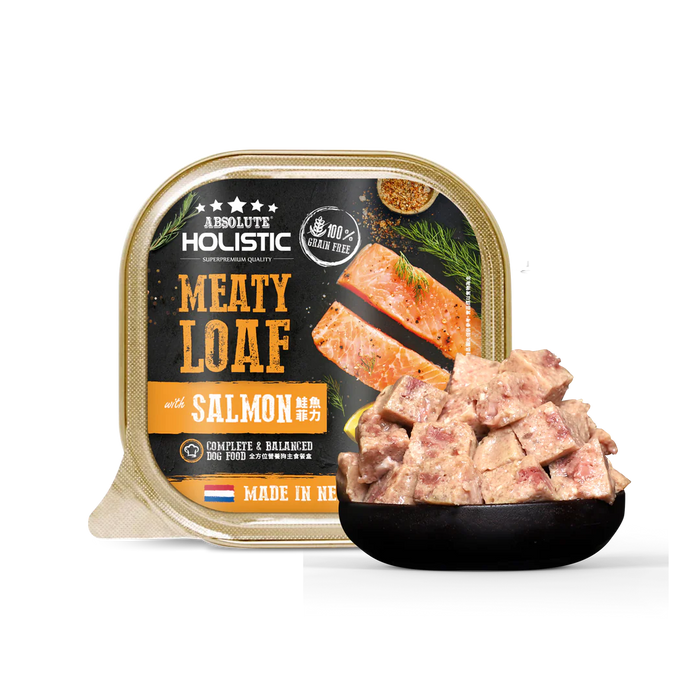 Absolute Holistic Complete & Balanced Meaty Loaf  Salmon Wet Tray Food for Dog 100g X16