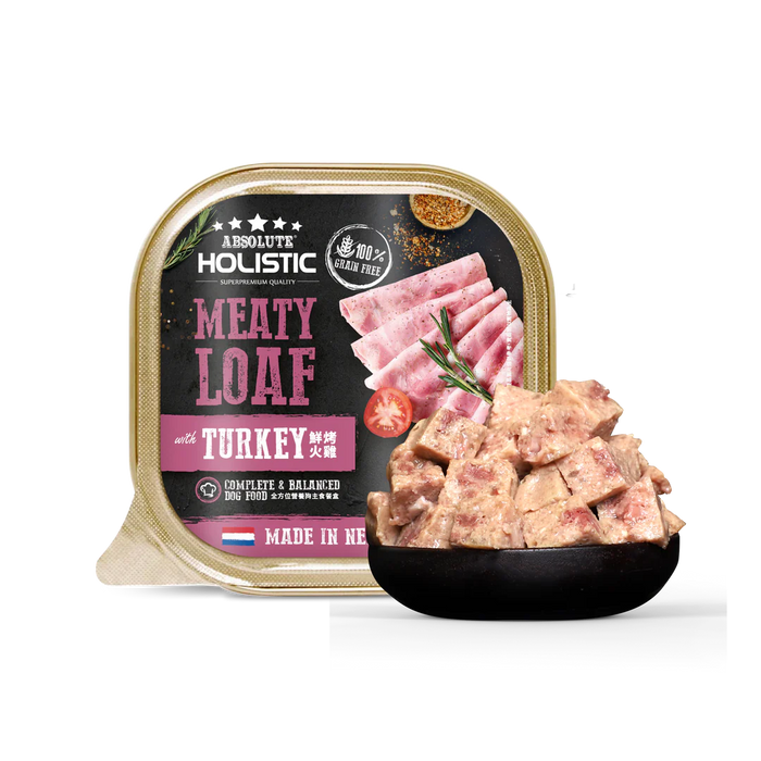 Absolute Holistic Complete & Balanced Meaty Loaf Turkey Wet Tray Food for Dog 100g X16