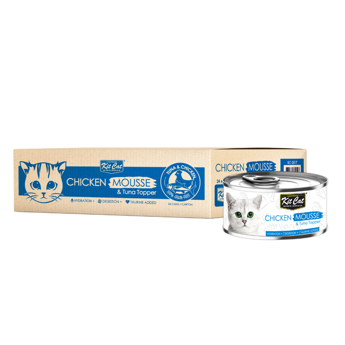 Kit Cat Chicken & Tuna Mousse/Topper Cat Wet Food 80g X 24 cans