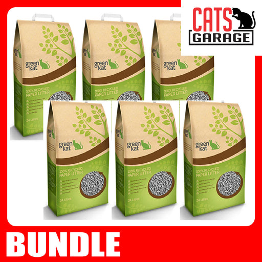 Green Kat 100% Recycled Paper Cat Litter 24L x 6 Bags [BUNDLE PROMO]
