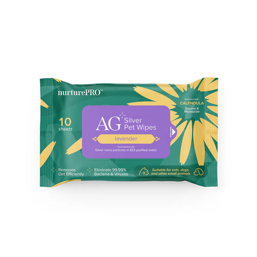 Nurture PRO AG+ Silver Pet Wipes Lavender (10 sheets) X20 Packs