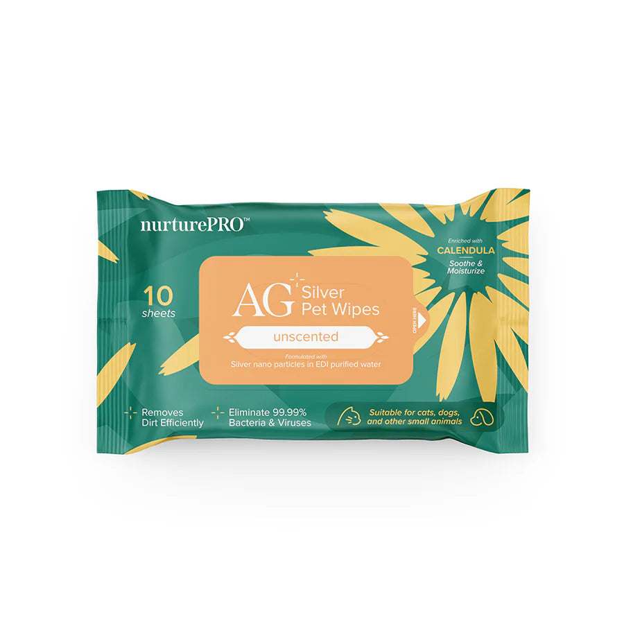 Nurture PRO AG+ Silver Pet Wipes Unscented (10 sheets) X20 Packs
