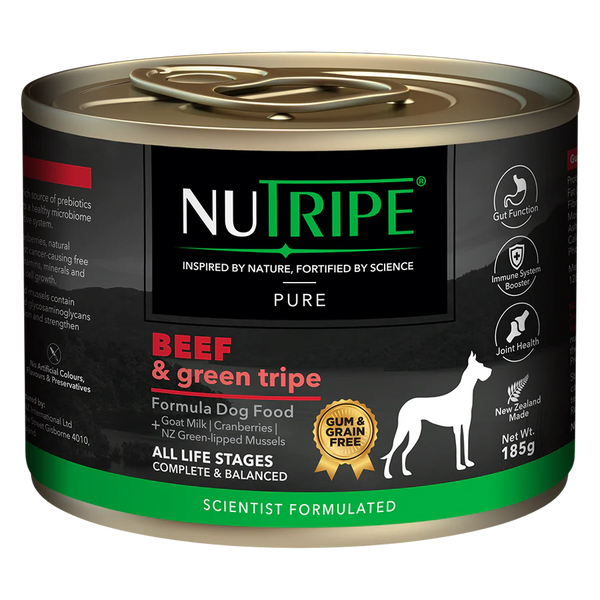 Nutripe Dog Gum & Grain Free Pure Beef & Green Tripe 185g X24