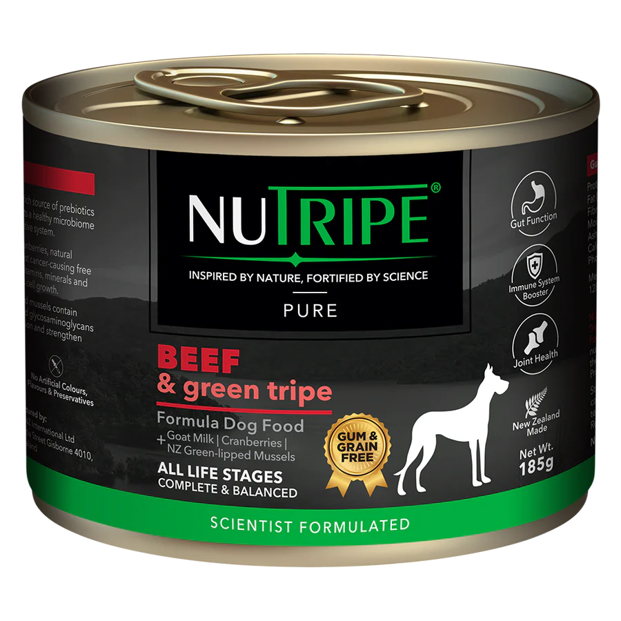 Nutripe Dog Gum & Grain Free Pure Beef & Green Tripe 185g X24