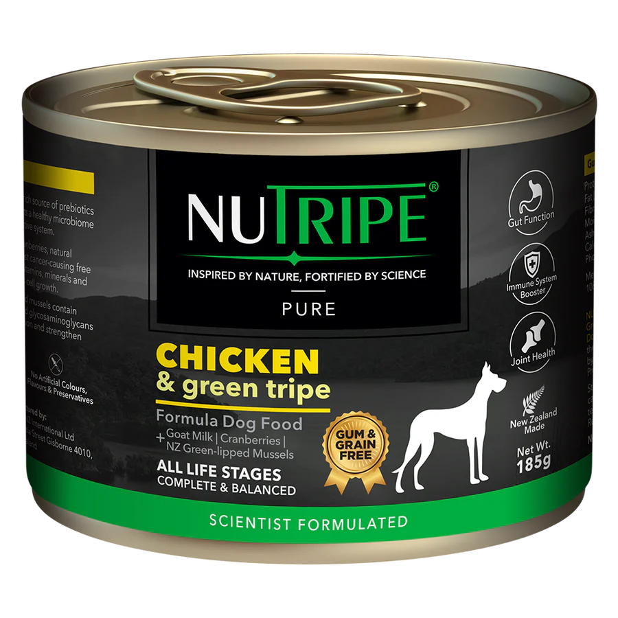 Nutripe Dog Gum & Grain Free Pure Chicken & Green Tripe 185g X24